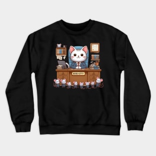 Cute Cat Boss Confidential: Unveiling Feline Funnies Crewneck Sweatshirt